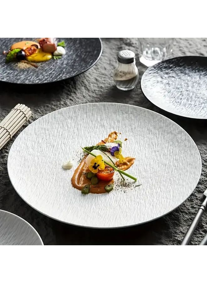 6pcs Black Frosted Plastic Dinner Plates 20cm Stone Texture Reusable Set - Image 4